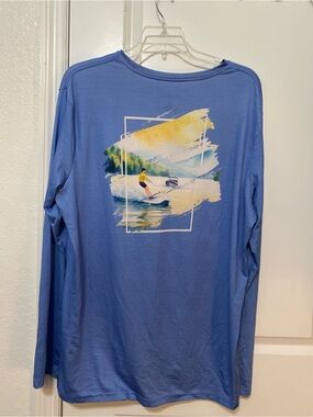 Savannah Men's Long-Sleeve Tee in Sky Blue with Surf Graphic